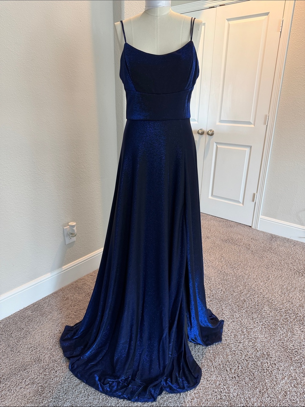 Navy Blue Sparkle Evening Gown - Women's Formal Dress
